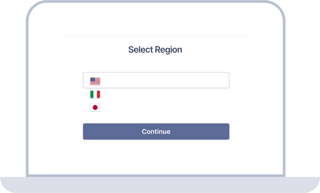 Screenshot of OpenVPN Connect select region screen