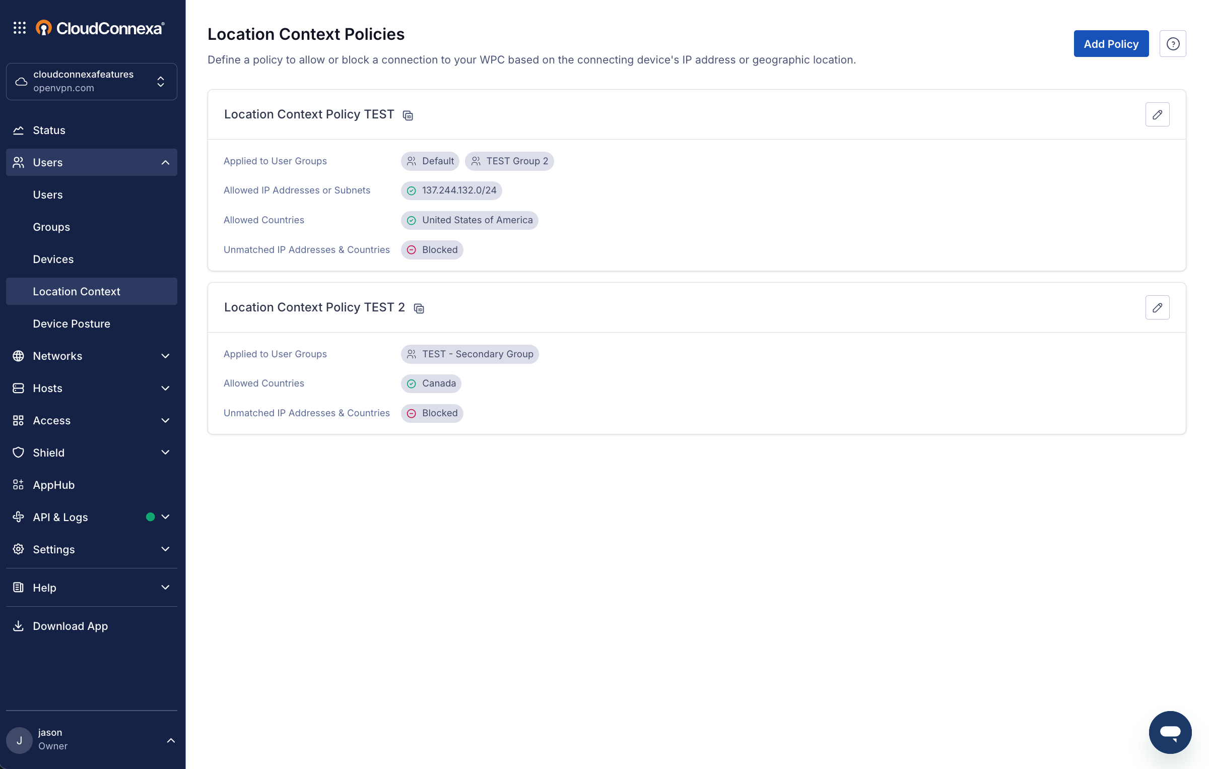 Location Context Policy